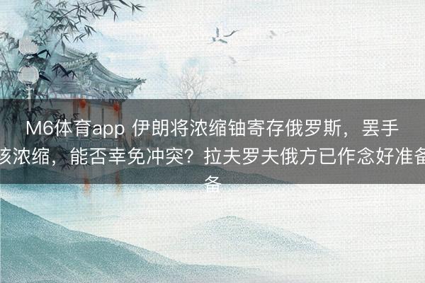M6体育app 伊朗将浓缩铀寄存俄罗斯，罢手核浓缩，能否幸免冲突？拉夫罗夫俄方已作念好准备